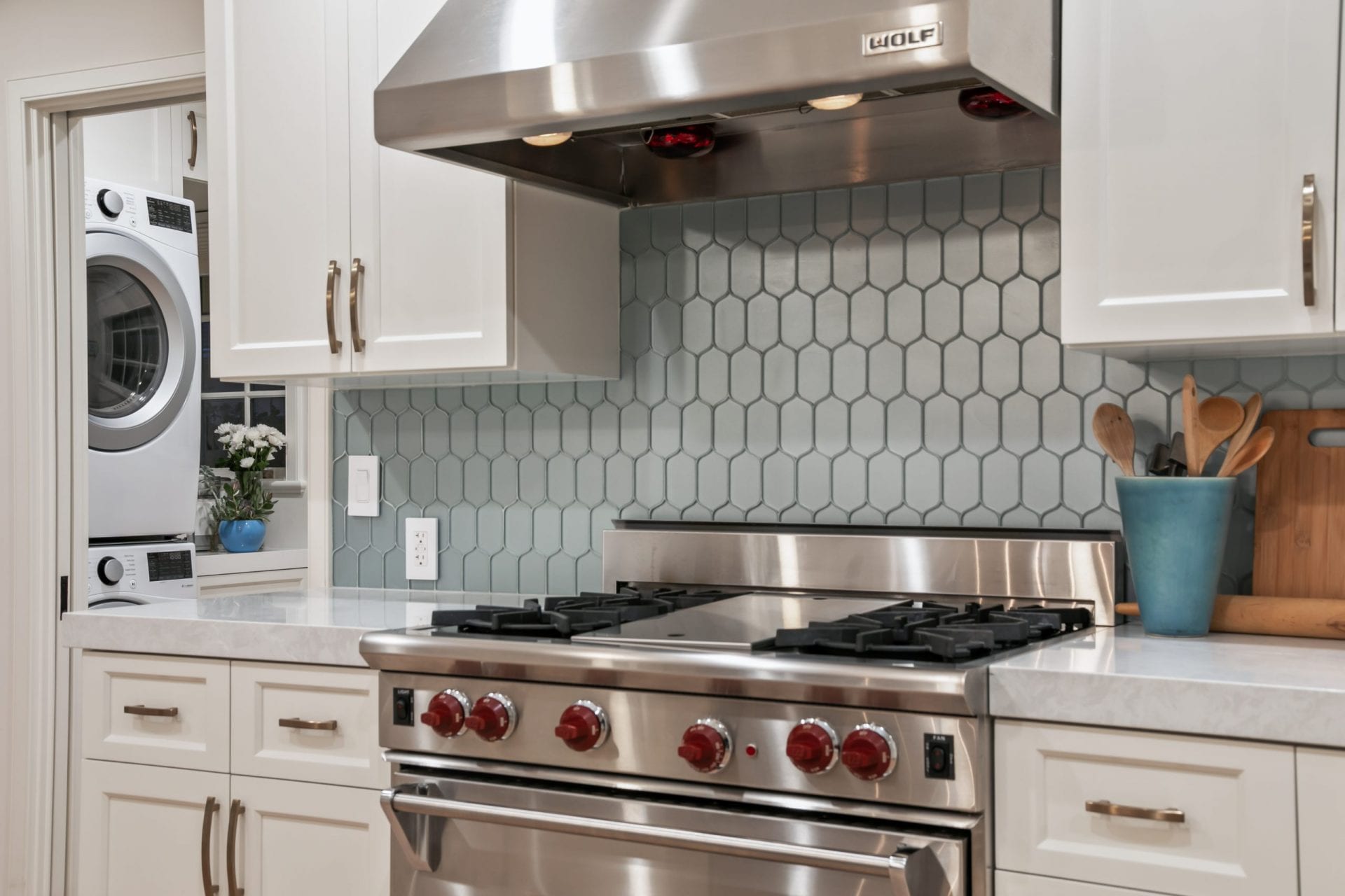 Pretty Blue Tile Backsplash